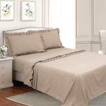 COMPLETO LENZUOLA COPRILETTO MATRIMONIALE FRILL BEIGE