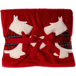 PLAID PILE NATALIZIO TARTAN DOGS RICAMATO 